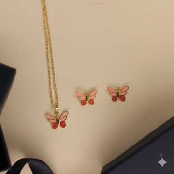 Butterfly enamel necklace set